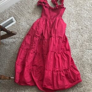 Red Sleeveless Ruffled Dress hill house xs